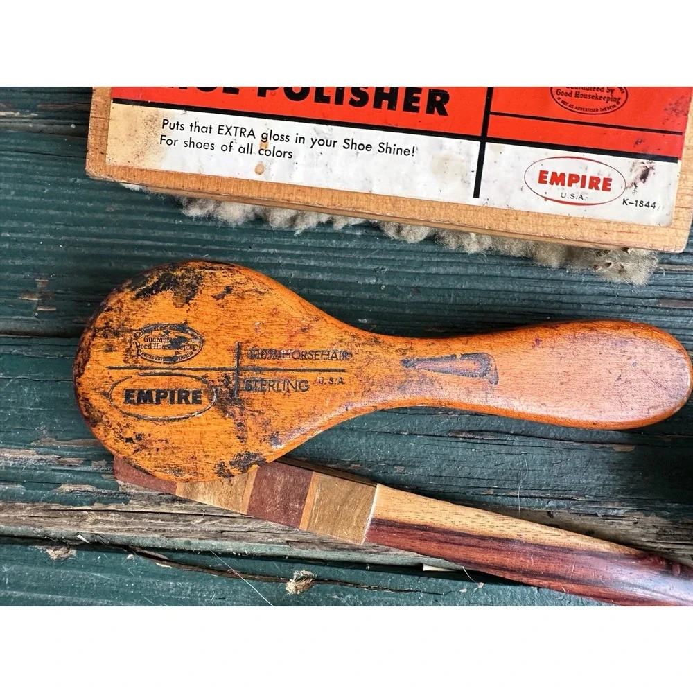 Shoe Shining Brushes Lot‎ of 9 Horse Hair Shoe Polishing Brushes Vintage